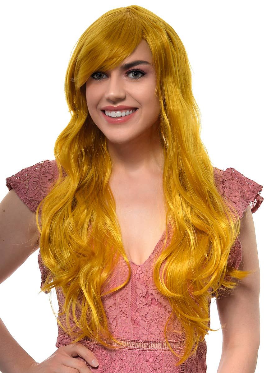 Ryleigh Long Wavy Golden Ginger Womens Costume Wig - Image 1