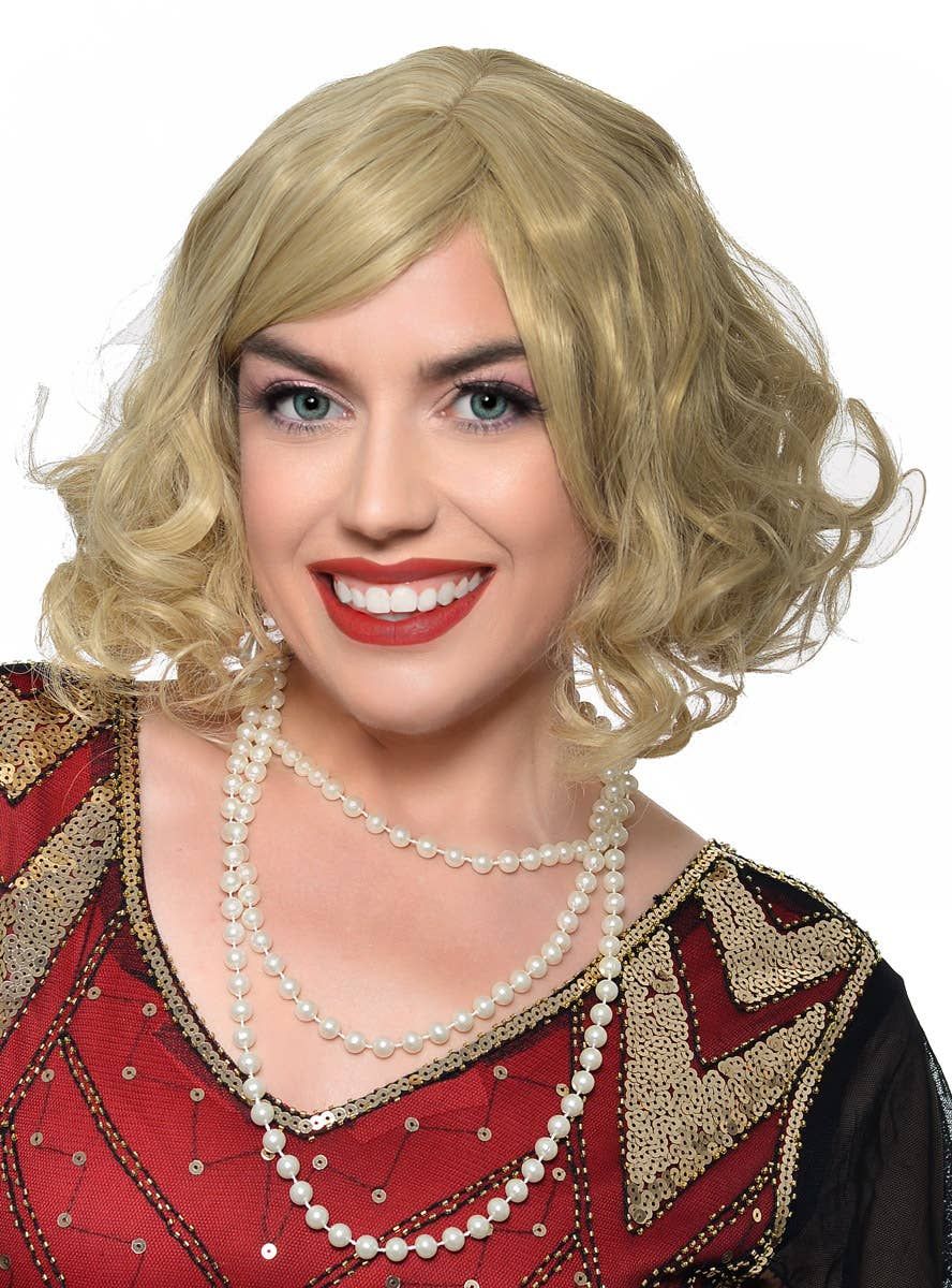 Deluxe Short Blonde 1930s Movie Star Womens Costume Wig - Image 1