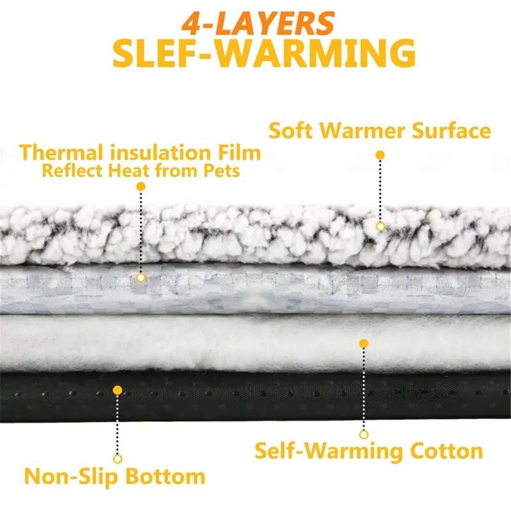 Self Warming Cat Bed Self Heating Cat Dog Mat 40*50cm Extra Warm Thermal Pet Pad  Removable Cover Non-Slip Bottom Washable Non Electric（White face with black background） - Image 3