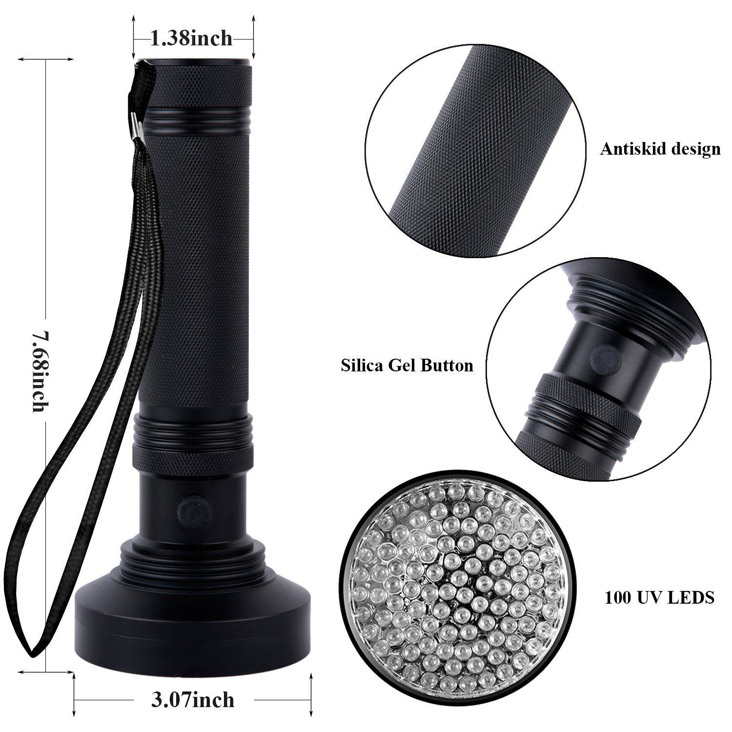 Ultraviolet Flashlights UV Detector, LED Flashlights  Pet Urine Detector for Cat Urine, Stains, Bed Bug, Batteries not Included (100-UV purple flashlight) - Image 5