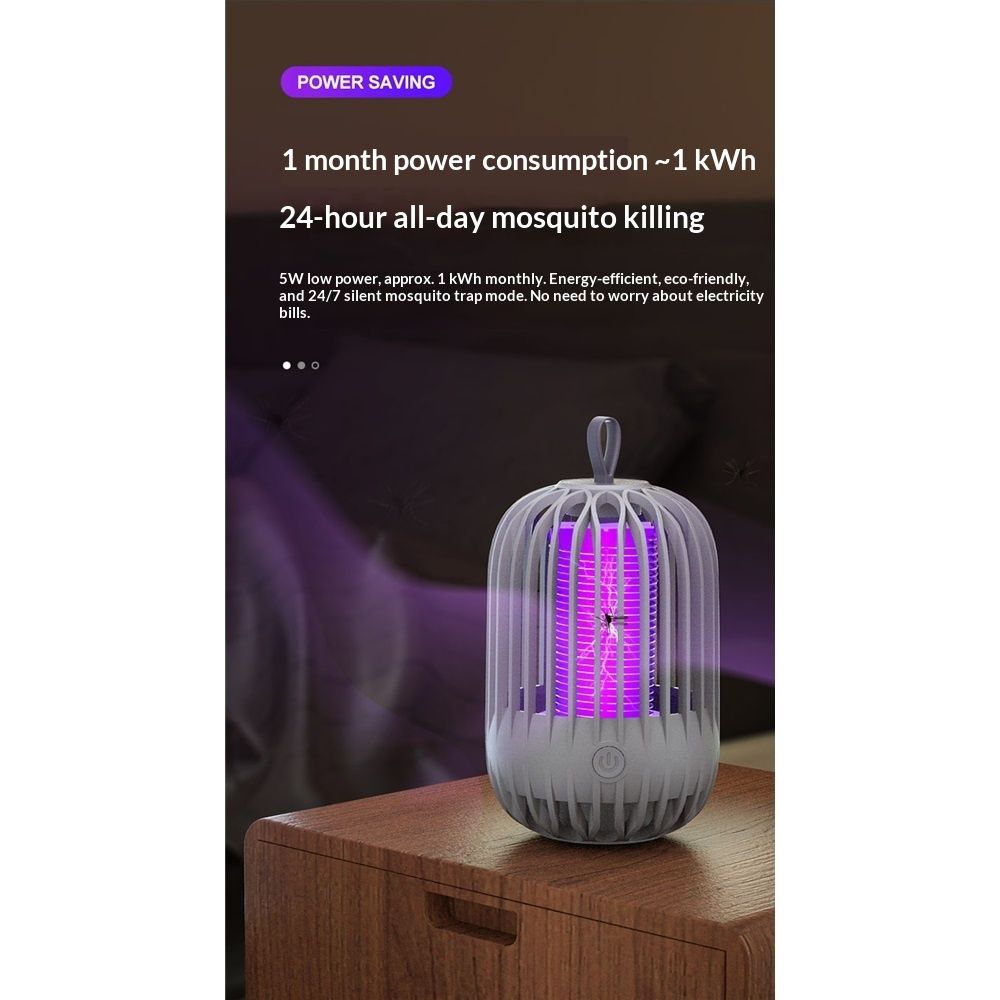 Indoor & Outdoor Rechargeable Fly Trap Mosquito Zapper with USB Power Supply, Powerful Electric Mosquito Trap Portable Dual-Function, Gray - Image 4