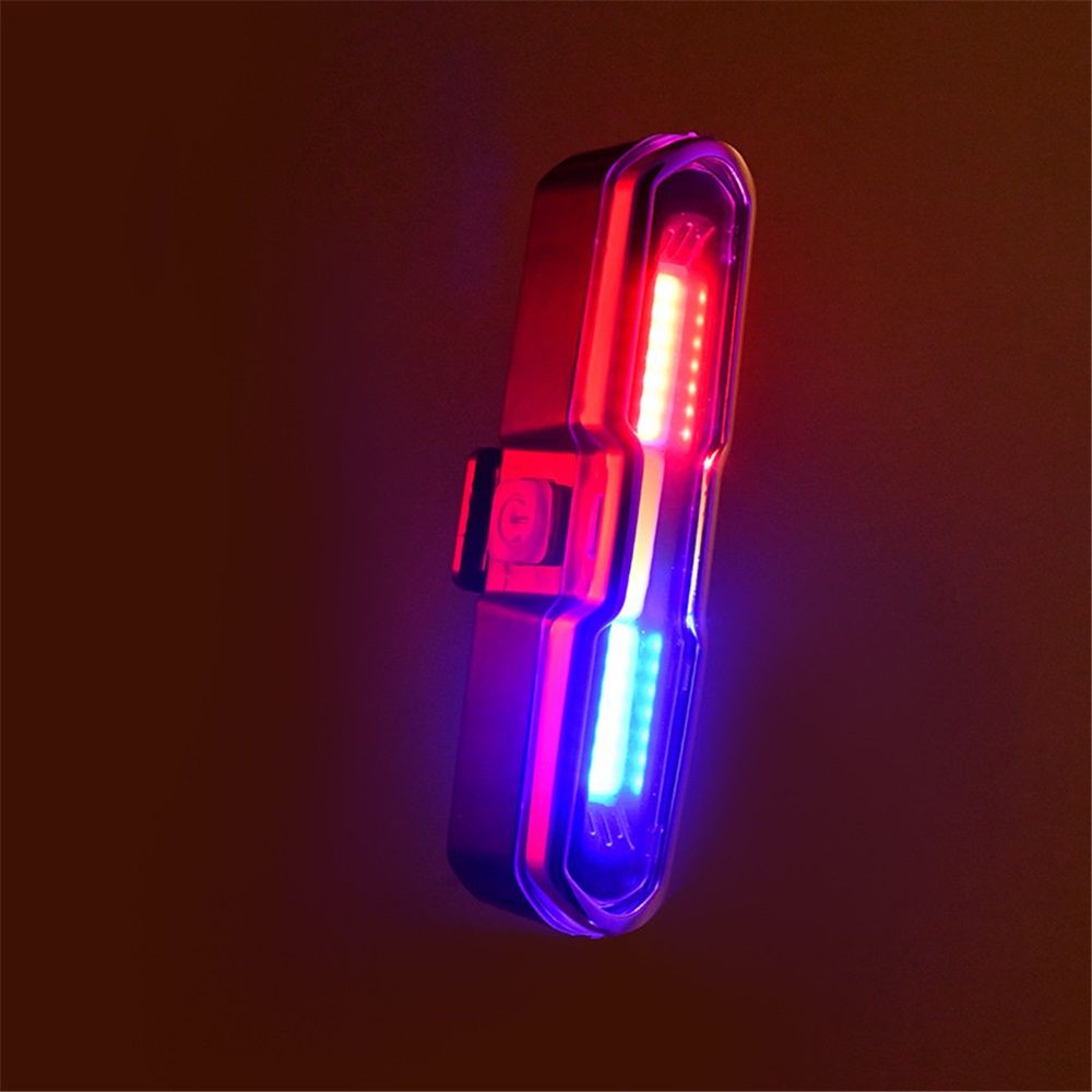 USB Rechargeable Tail Light, LED Night Cycling Bike Warning Rear Tail Light  for Cycling Safety(Red & Blue & White) - Image 3