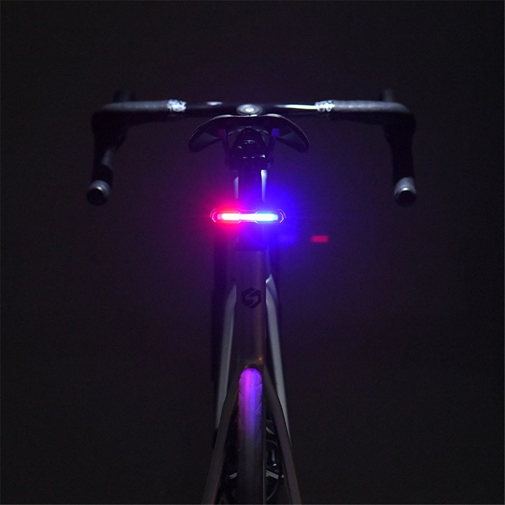 USB Rechargeable Tail Light, LED Night Cycling Bike Warning Rear Tail Light  for Cycling Safety(Red & Blue & White) - Image 4