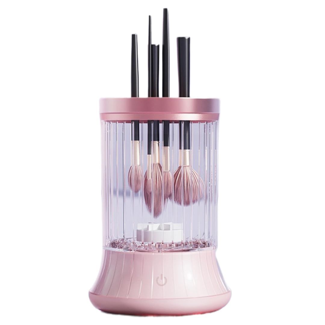 Electric Makeup Brush Cleaner, , Automatic Spinning Cosmetic Brush Cleaner One-Click Operation, Auto-Rotating Brush Cleaner for Any Makeup Brushes（USB）pink - Image 1