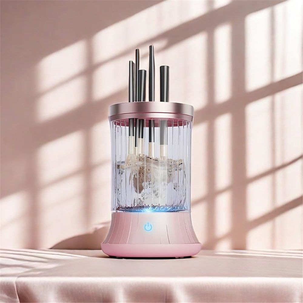 Electric Makeup Brush Cleaner, , Automatic Spinning Cosmetic Brush Cleaner One-Click Operation, Auto-Rotating Brush Cleaner for Any Makeup Brushes（USB）pink - Image 4