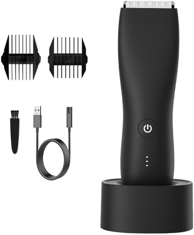 Body Hair Trimmer & Electric Shaver for Men and Women for Pubic Hair, Chest, Legs & Bikini Line, Waterproof & Rechargeable, （7800 Black Bottom） - Image 1