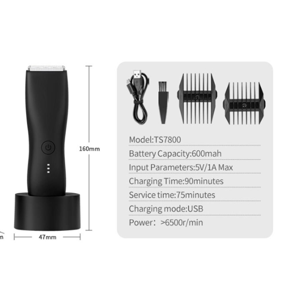 Body Hair Trimmer & Electric Shaver for Men and Women for Pubic Hair, Chest, Legs & Bikini Line, Waterproof & Rechargeable, （7800 Black Bottom） - Image 5