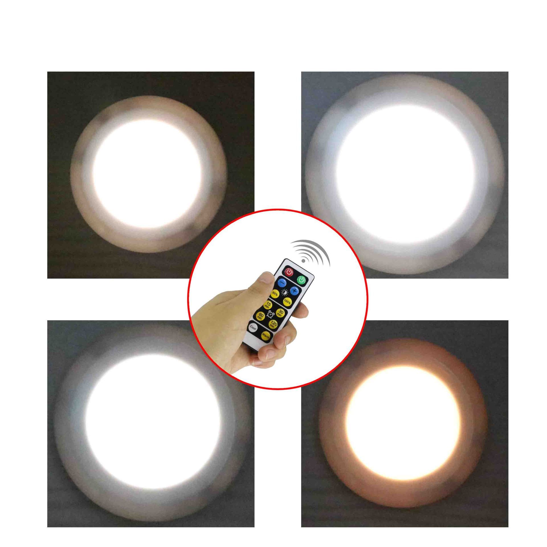 Closet Lights Battery Operated, Push Button, Tap, Press, LED with Remote Controll, Dimmable, Stick on Lights for Cabinet Counter Shelf (Six lights and two remote controls,Battery not included) - Image 3