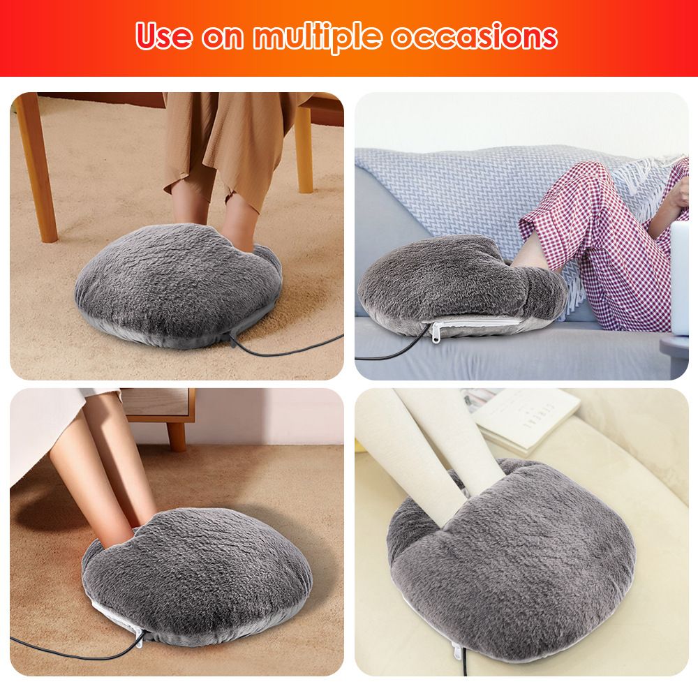 Electric Heated Foot Warmers USB Slippers for Men and Women, Heating Pad Feet Warmer,Foot Heating Warmer for Heat Therapy and Pain Relief Gray - Image 4