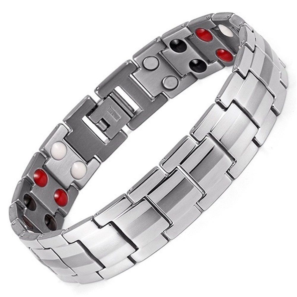 Zinc alloy Cross Bracelet for Men,Magnetic Therapy Bracelet with Magnets - with Double Row 4 Elements Magnets - Image 1