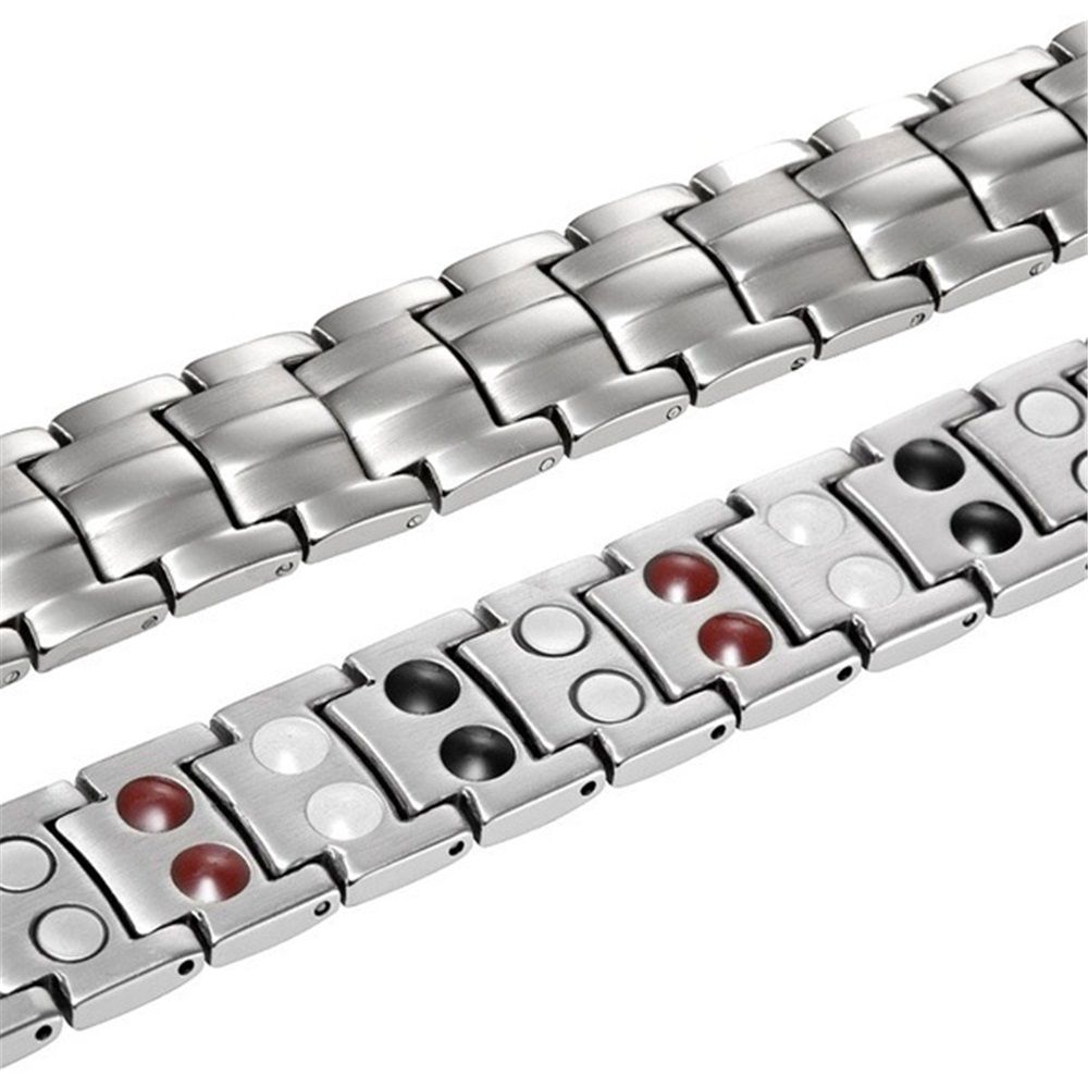 Zinc alloy Cross Bracelet for Men,Magnetic Therapy Bracelet with Magnets - with Double Row 4 Elements Magnets - Image 2