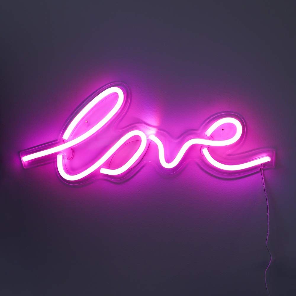 LED Neon Pink “Love” Wall Sign For Cool Light, Wall Art, Bedroom Decorations, Home Accessories, Party, Valentines Day, and Holiday Decor: Powered by USB Wire - Image 3