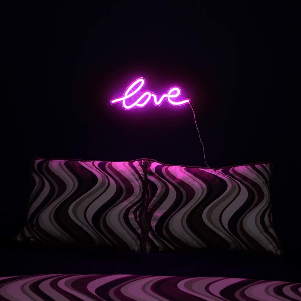 LED Neon Pink “Love” Wall Sign For Cool Light, Wall Art, Bedroom Decorations, Home Accessories, Party, Valentines Day, and Holiday Decor: Powered by USB Wire - Image 4