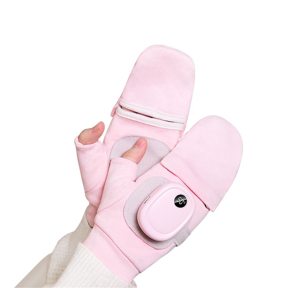Heated Gloves for Women, Upgraded Smart Thermostatic Electric Heated Fingerless Gloves Rechargeable for Women Men, Winter Hand Warmer for Work Cycling Skiing Outdoor Snow (Pink) - Image 1