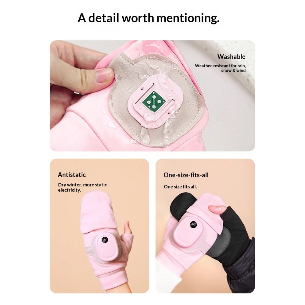 Heated Gloves for Women, Upgraded Smart Thermostatic Electric Heated Fingerless Gloves Rechargeable for Women Men, Winter Hand Warmer for Work Cycling Skiing Outdoor Snow (Pink) - Image 4