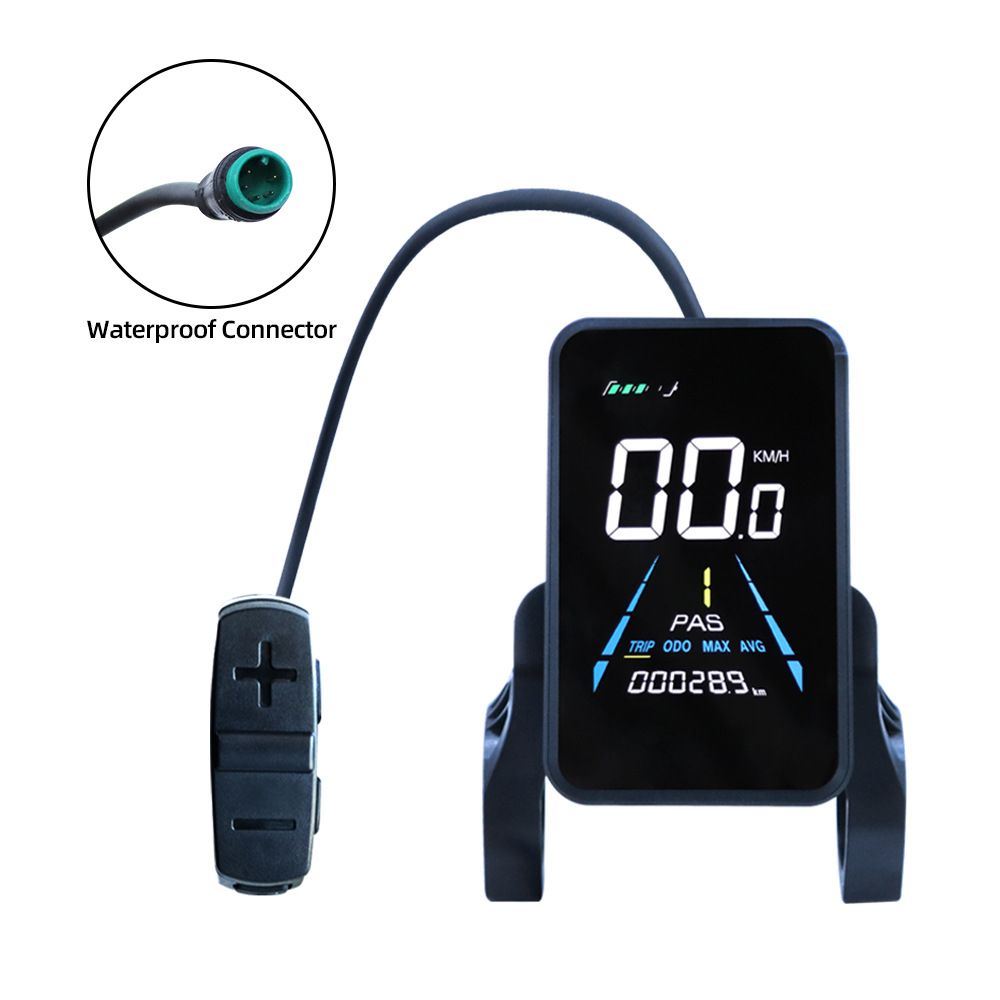 1 PCS Electric Bike Display Plastic+Metal 36V-72V Waterproof LCD Display NC-81F Electric Bike Panel Dashboard,Waterproof Connector, Black - Image 1