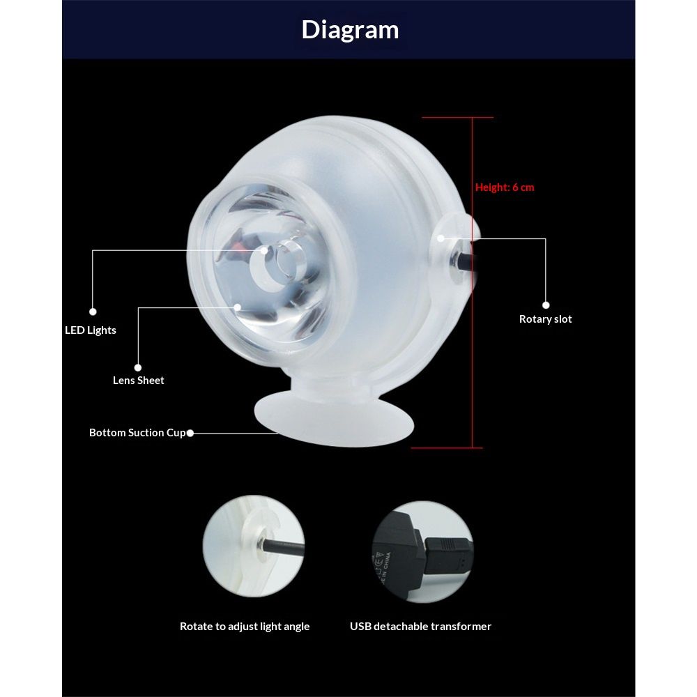 2pcs LED Fish Spot Light, Rotation Mini RGB Spotlights Submersible Lamp for Aquarium Fountain Pond Water Garden - Image 3