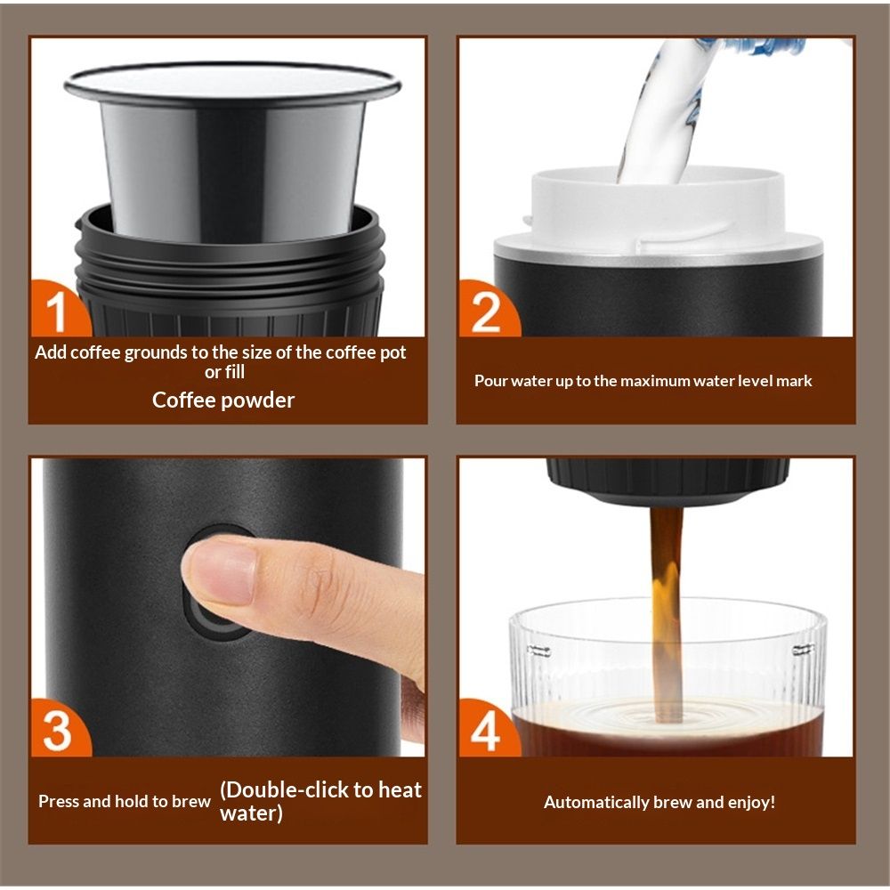 Portable Battery Coffee Maker Espresso Machine, Car Travel Coffee Mini Espresso Machines Self-Heating Electric Espresso Maker, USB-C 3-in-1 Ground Coffee - Image 5