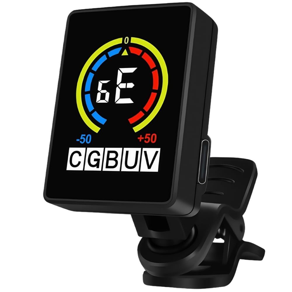 Professional Clip-On Tuner for Guitar, Bass, Ukulele, Violin, Mandolin, Banjo & All Instruments, Fast & Accurate Chromatic Tuning with Multi-Key Modes, Black - Image 1