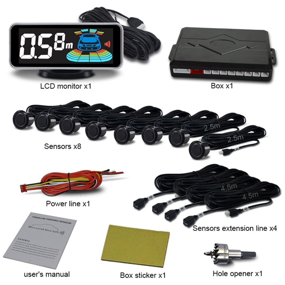Backup Parktronic System Car Auto Vehicle Reverse with 8 Parking Sensors kit Distance Detection LCD Distance Display Sound Warning … - Image 2