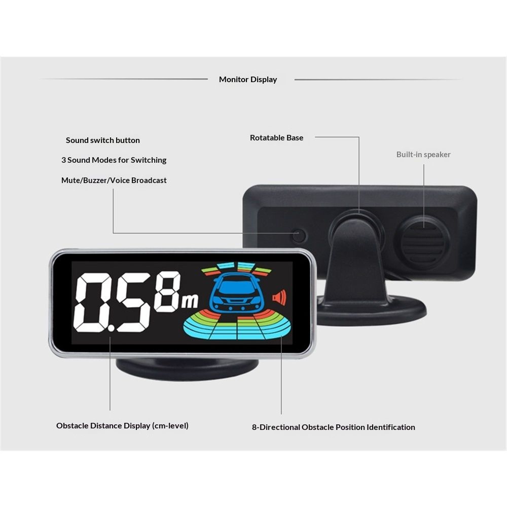 Backup Parktronic System Car Auto Vehicle Reverse with 8 Parking Sensors kit Distance Detection LCD Distance Display Sound Warning … - Image 3