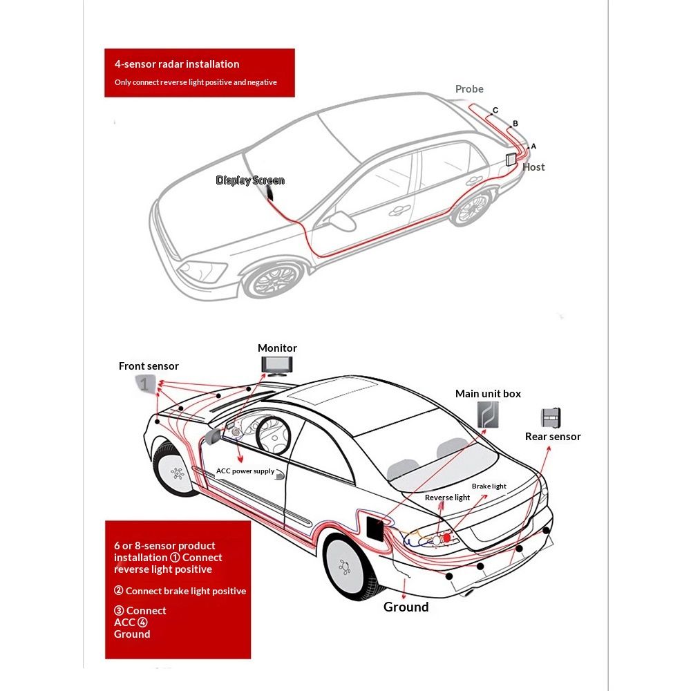 Backup Parktronic System Car Auto Vehicle Reverse with 8 Parking Sensors kit Distance Detection LCD Distance Display Sound Warning … - Image 4