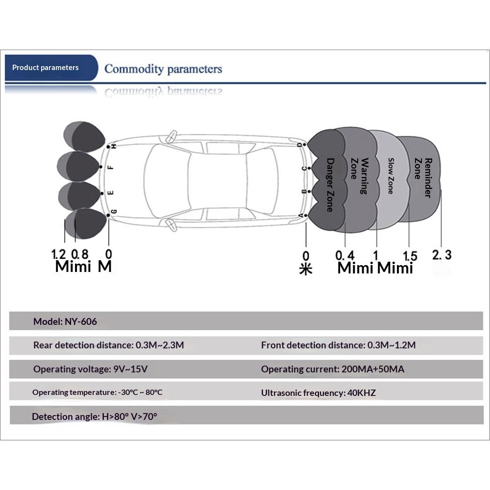 Backup Parktronic System Car Auto Vehicle Reverse with 8 Parking Sensors kit Distance Detection LCD Distance Display Sound Warning … - Image 5