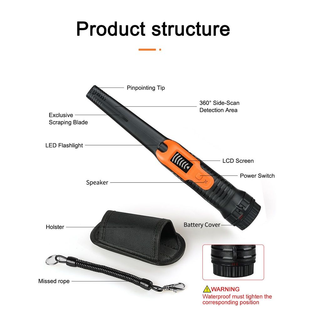 Metal Detector Pinpointer for Adults & Kids, Fully Waterproof, 360°Detection Handheld Pin Pointer Wand  for Treasure Hunting - Image 5