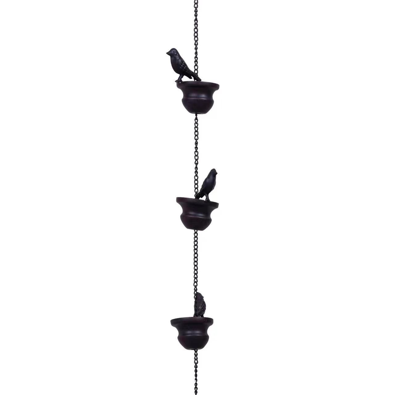 Mobile Birds Rain Chain for Gutters with Attached Hanger, Dark Bronze……Gutter Adapter, Perfect for Heavy Rain, Indoor/Outdoor Decoration - Image 3