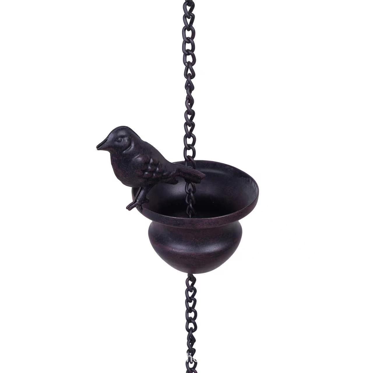 Mobile Birds Rain Chain for Gutters with Attached Hanger, Dark Bronze……Gutter Adapter, Perfect for Heavy Rain, Indoor/Outdoor Decoration - Image 4