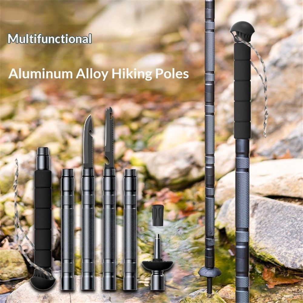 Hiking Stick Walking Staff - Outdoor Multitool Gear Trekking Pole Collapsible Retractable Premium - Image 3
