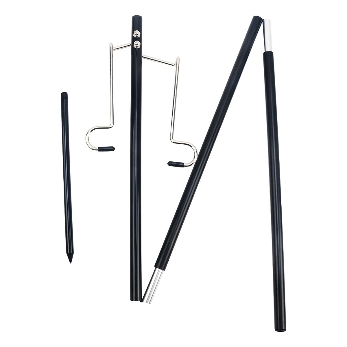 Folding Lantern Stand Pole Portable Lamp Stand Hook Collapasible Light Stand Holder for Camping Fishing Picnic BBQ Outdoor Activities (Black) - Image 1