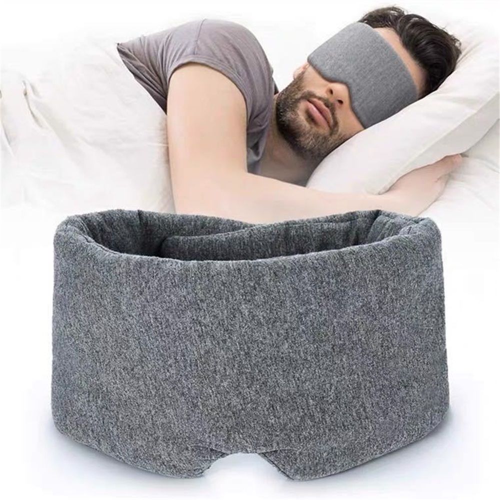 Cotton Sleep Eye Mask for Men - Upgrade Design Blackout Side Sleeper Eyes Cover for Night Sleeping, Large Size Wide Soft Travel Airplane Blindfold with Adjustable Velcro Strap for Work Nap - Image 1