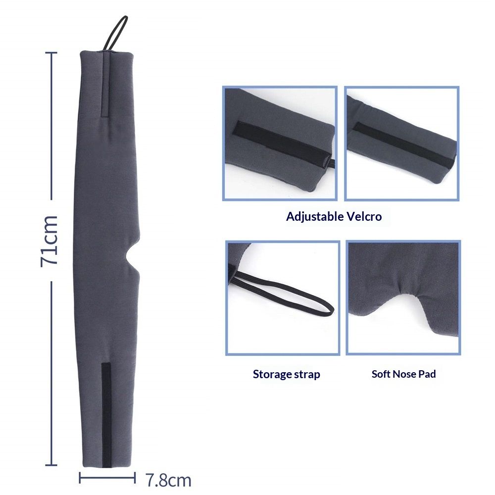 Cotton Sleep Eye Mask for Men - Upgrade Design Blackout Side Sleeper Eyes Cover for Night Sleeping, Large Size Wide Soft Travel Airplane Blindfold with Adjustable Velcro Strap for Work Nap - Image 4