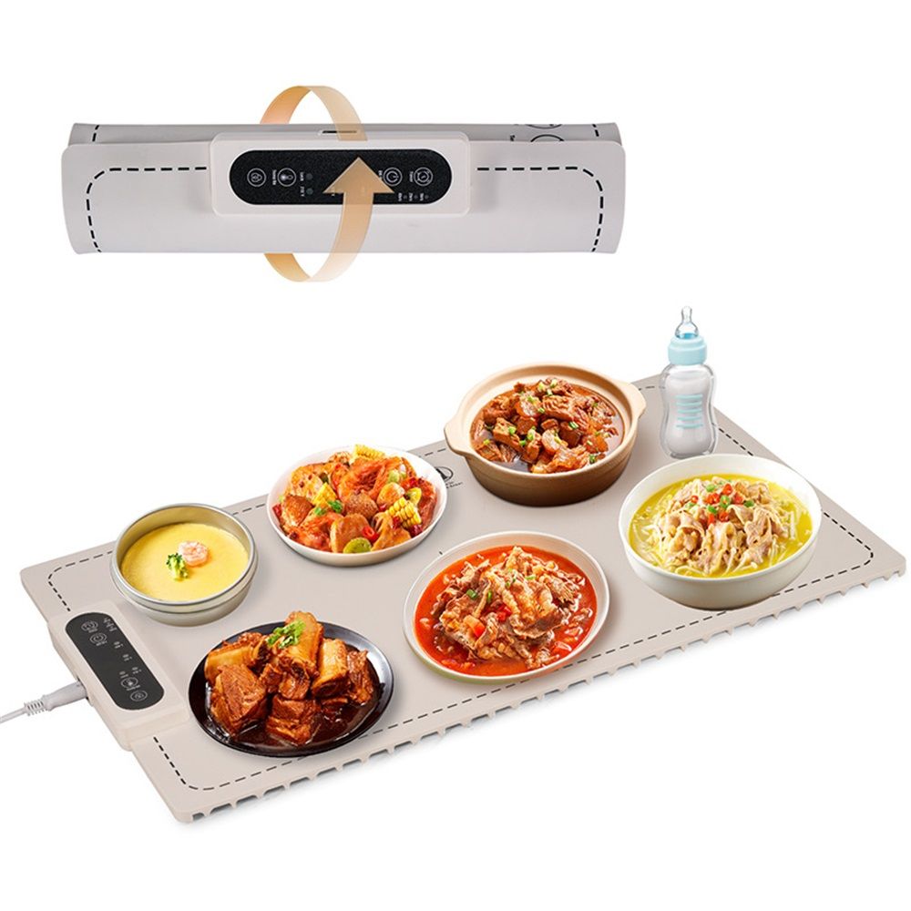 Warming Mat for Food - Electric Silicone Food Warming Tray for Buffet, Rollable Food Warmer Mat for Countertop, Fast Heating Mat with Timer and 3 Heat Levels - Image 1