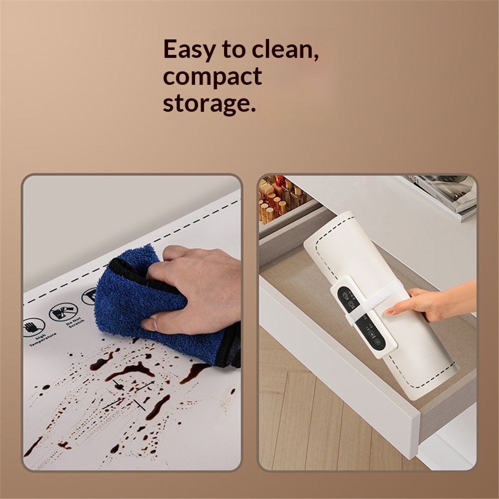 Warming Mat for Food - Electric Silicone Food Warming Tray for Buffet, Rollable Food Warmer Mat for Countertop, Fast Heating Mat with Timer and 3 Heat Levels - Image 3