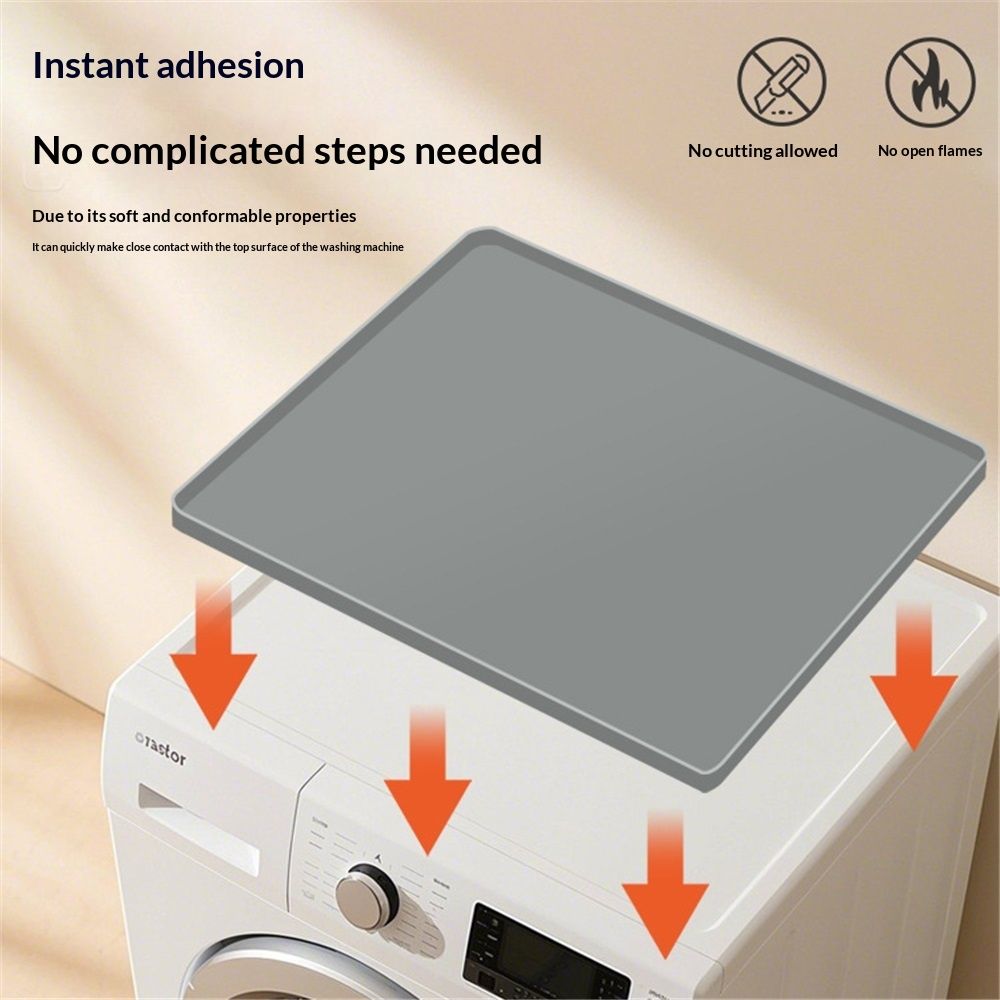 1pcs Washer and Dryer Covers for the Top, 59*59cmSilicone Dryer Top Protector Mat Non-slip Waterproof Washing Machine Cover Protector Top Load for Laundry & Kitchen (Light Gray) - Image 4