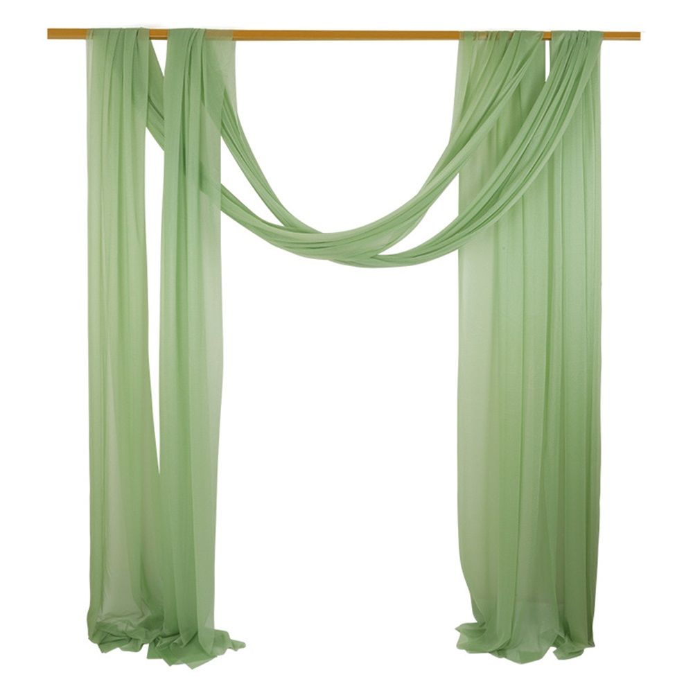 Green Sheer Wedding Arch Draping Fabric 75*300cm 2 Panels Outdoor Curtain Drapes Extra Long for Bridal Baby Shower Ceremony Birthday Party Decor - Image 1