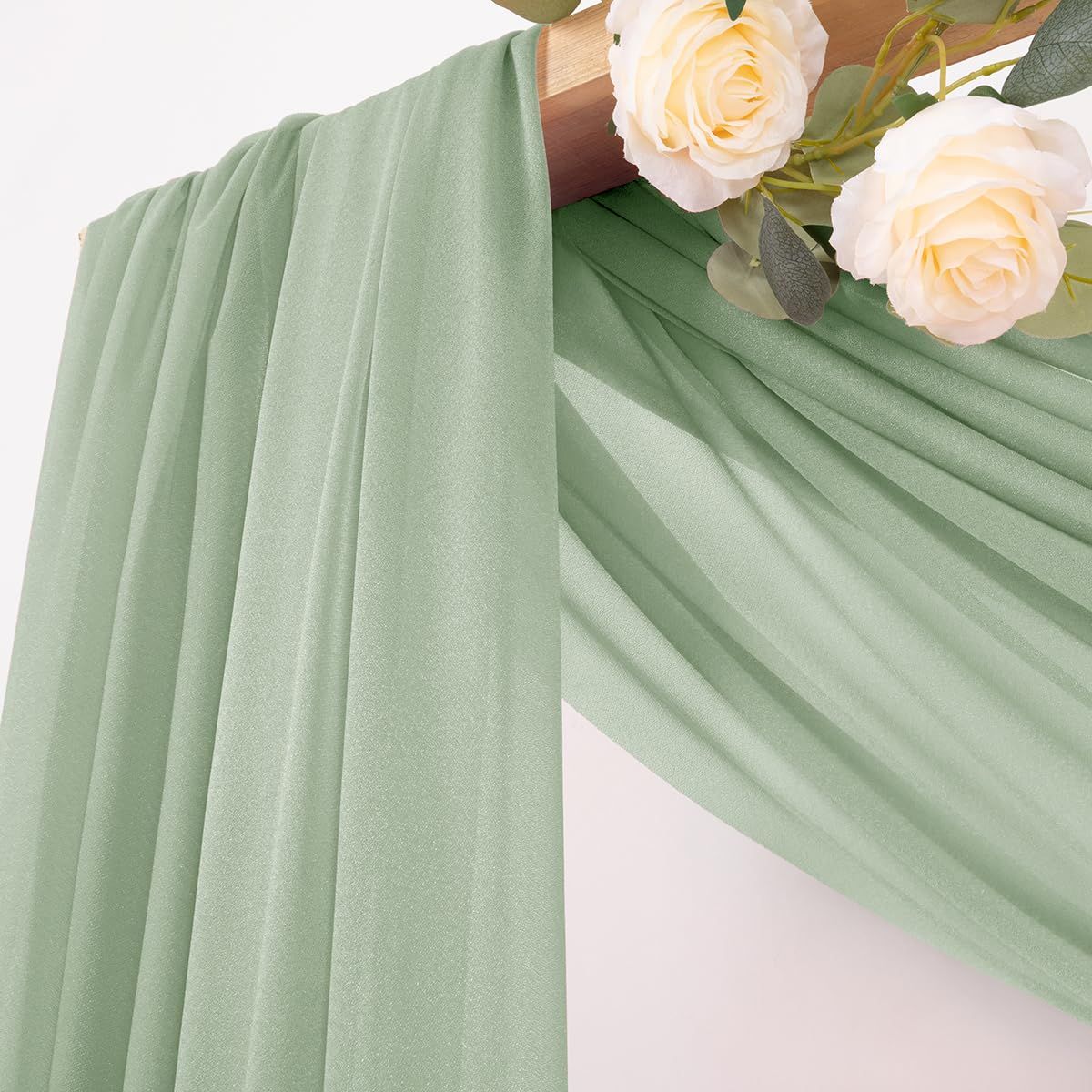 Green Sheer Wedding Arch Draping Fabric 75*300cm 2 Panels Outdoor Curtain Drapes Extra Long for Bridal Baby Shower Ceremony Birthday Party Decor - Image 2
