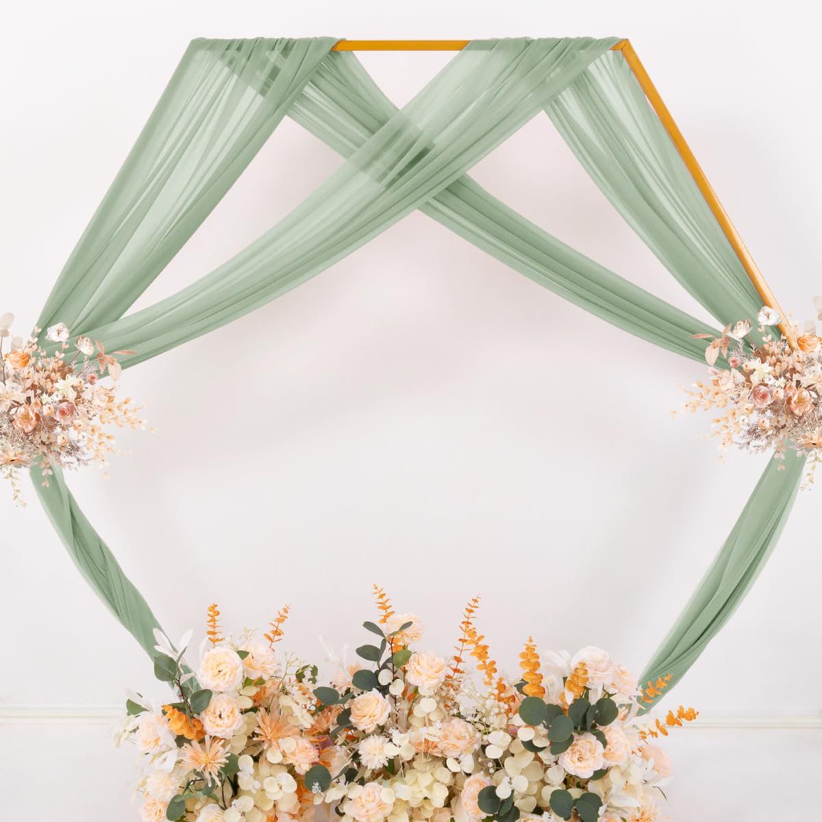 Green Sheer Wedding Arch Draping Fabric 75*300cm 2 Panels Outdoor Curtain Drapes Extra Long for Bridal Baby Shower Ceremony Birthday Party Decor - Image 3