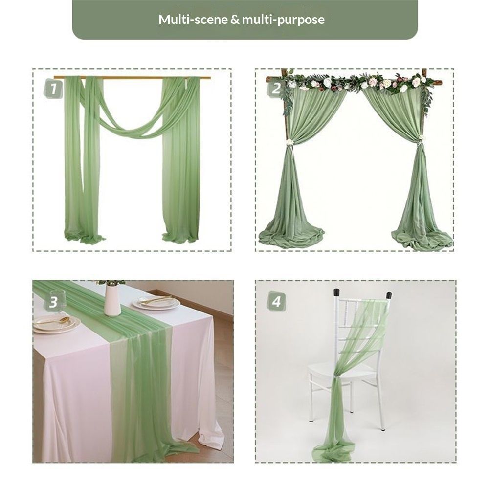 Green Sheer Wedding Arch Draping Fabric 75*300cm 2 Panels Outdoor Curtain Drapes Extra Long for Bridal Baby Shower Ceremony Birthday Party Decor - Image 5