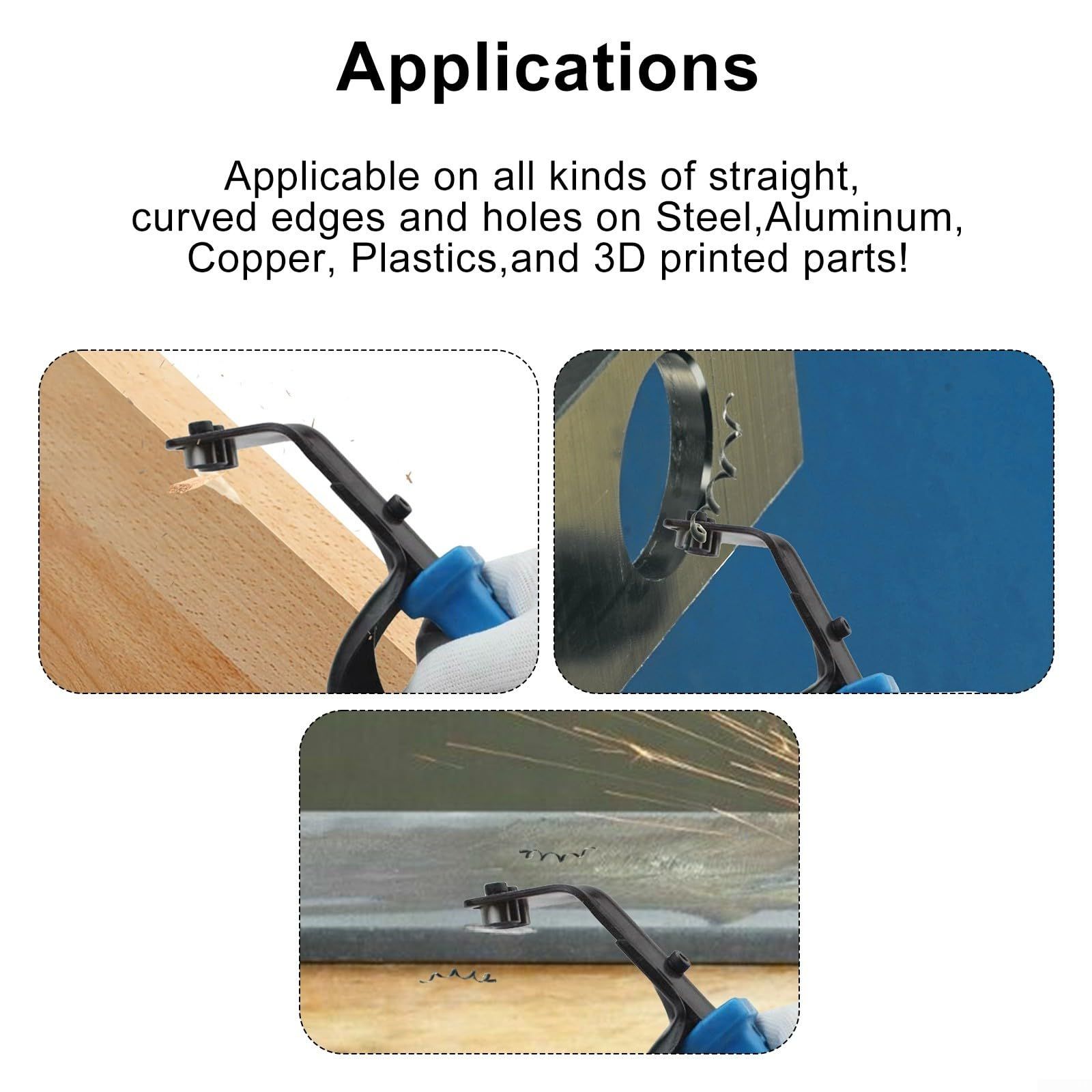 Professional Sheet Metal Deburring Tool Double-Sided Trimmer With Safety Guard Handle For Metalworking Straight Edge Chamfering Alloy Steel Construction（blue） - Image 3