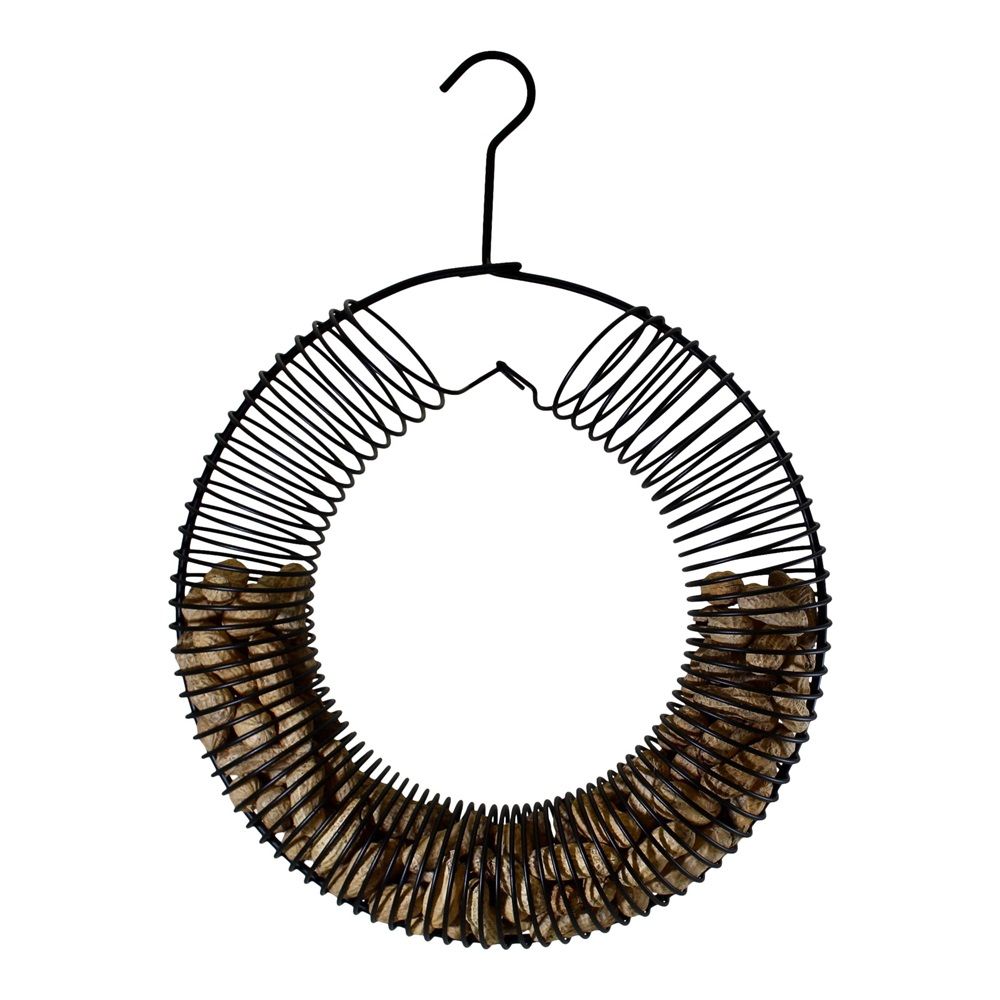 Peanut Wreath Bird Feeder 16 Inch, Rust & Waterproof, Solid Steel Durables Whole Peanut Wild Bird Feeder  black - Image 4