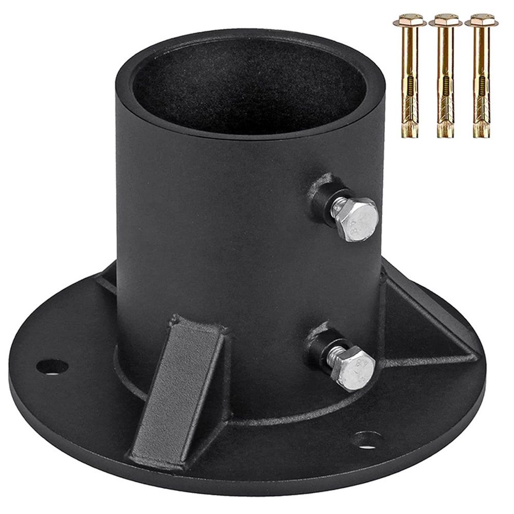 Chain Link Fence Post 2in  Floor Flange Base, Heavy Duty Round Fence Post Base, Chain Link Fence Parts for Metal Post with Floor Bracket, Bolts/Side Screws are Included, 1Piece - Image 1