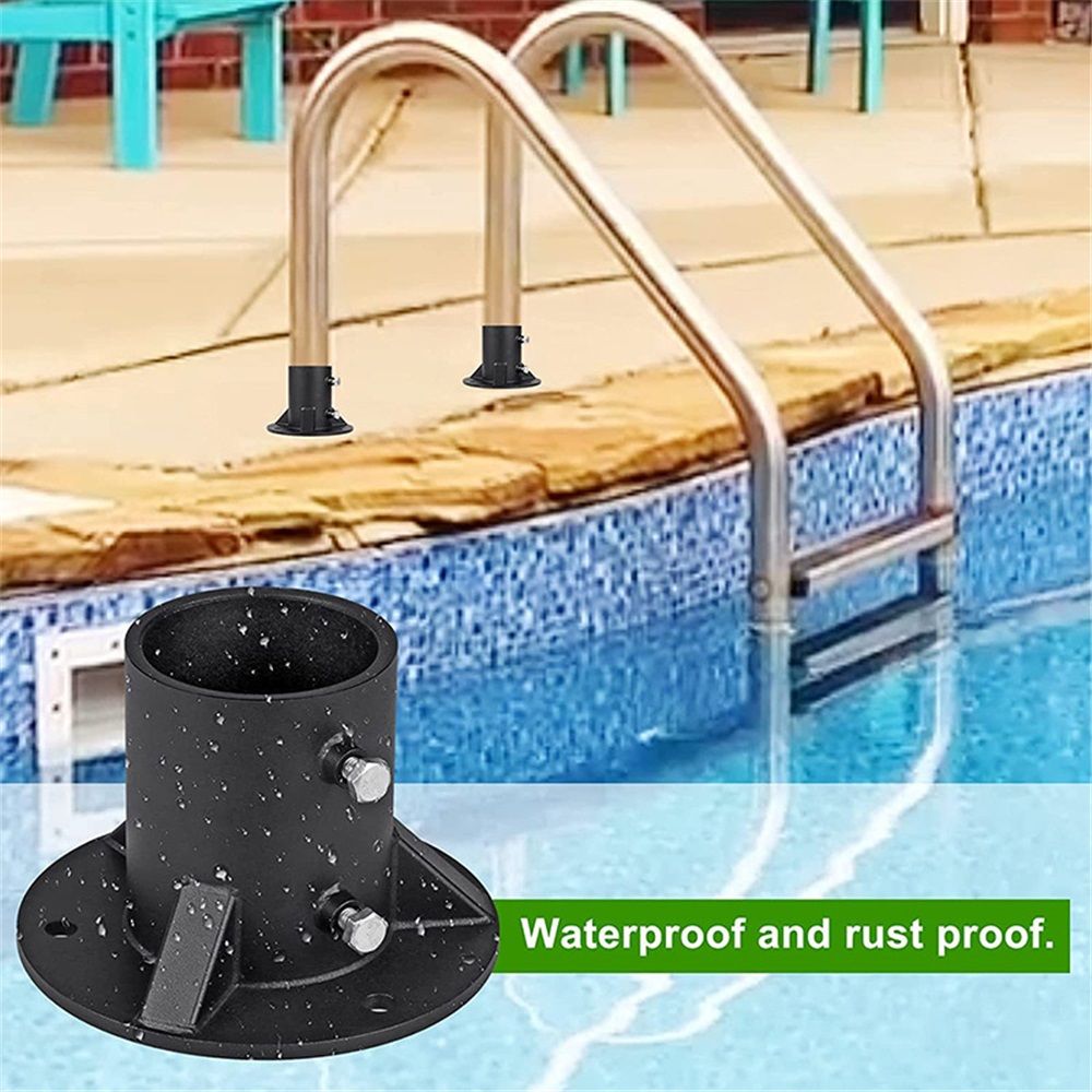 Chain Link Fence Post 2in  Floor Flange Base, Heavy Duty Round Fence Post Base, Chain Link Fence Parts for Metal Post with Floor Bracket, Bolts/Side Screws are Included, 1Piece - Image 2