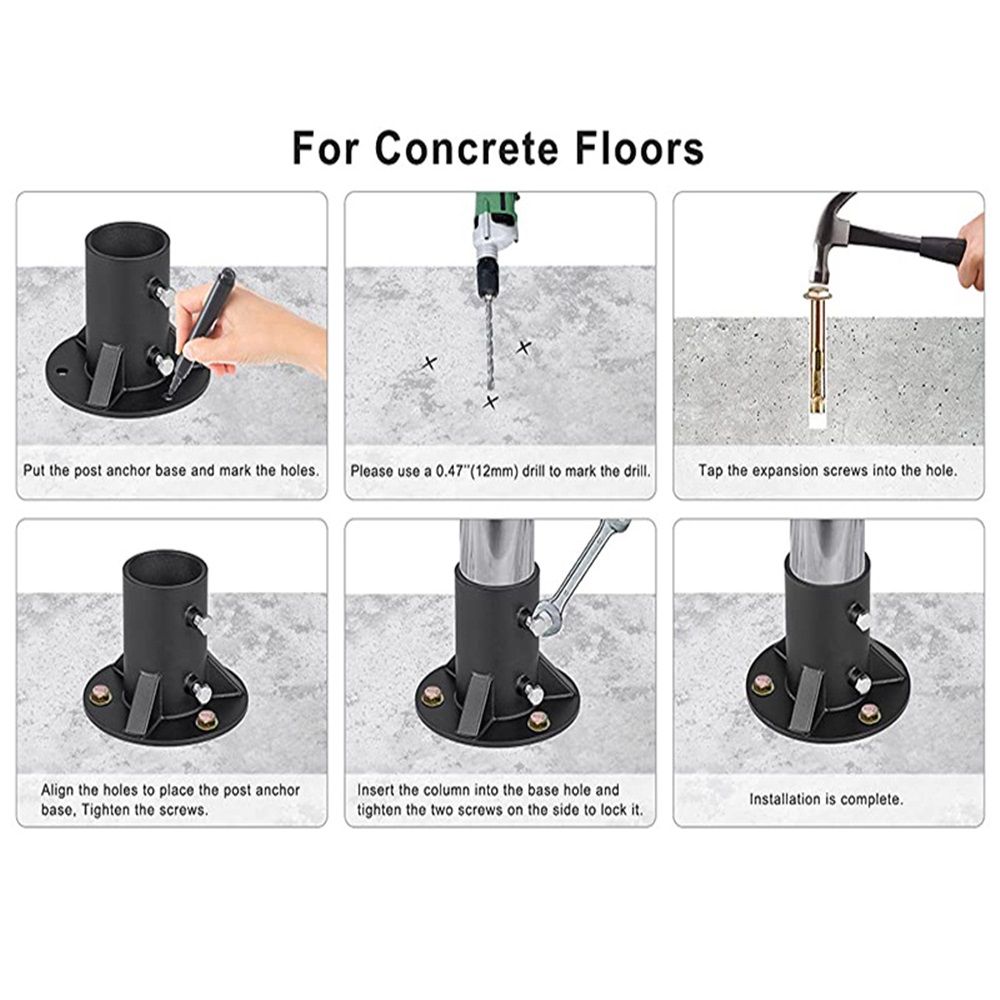 Chain Link Fence Post 2in  Floor Flange Base, Heavy Duty Round Fence Post Base, Chain Link Fence Parts for Metal Post with Floor Bracket, Bolts/Side Screws are Included, 1Piece - Image 4