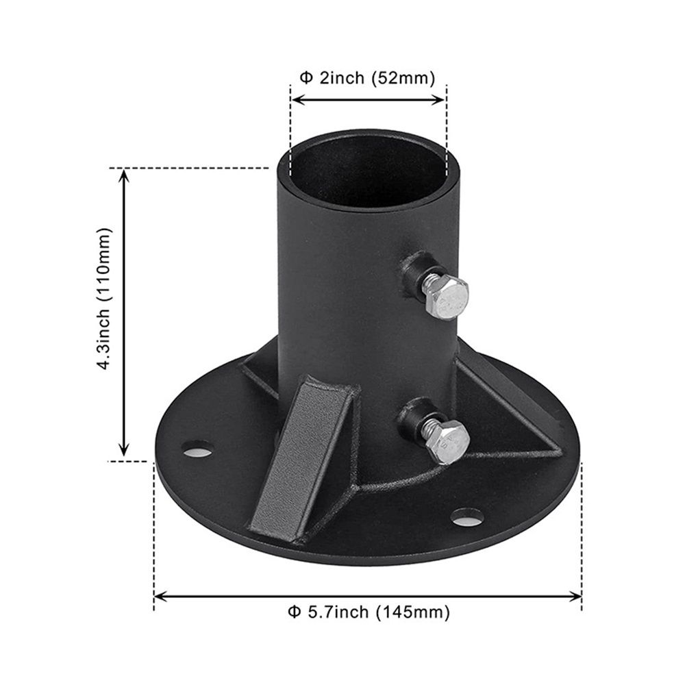 Chain Link Fence Post 2in  Floor Flange Base, Heavy Duty Round Fence Post Base, Chain Link Fence Parts for Metal Post with Floor Bracket, Bolts/Side Screws are Included, 1Piece - Image 5