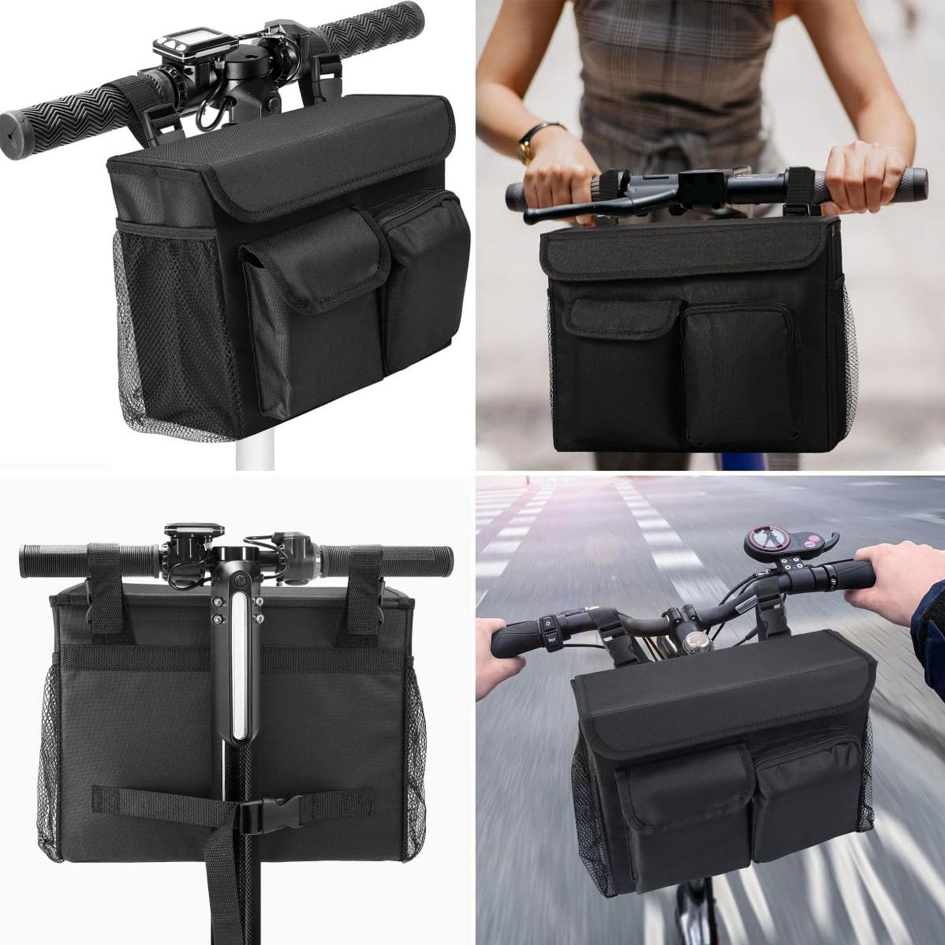 Electric Scooter Bag Wheelchair Bag, Scooter Storage Bag with 14-Inch Laptop Pocket and Cup Holders, Durable Basket for Scooter, Wheelchair and Bike, Mobility Scooter Accessories (Black) - Image 3