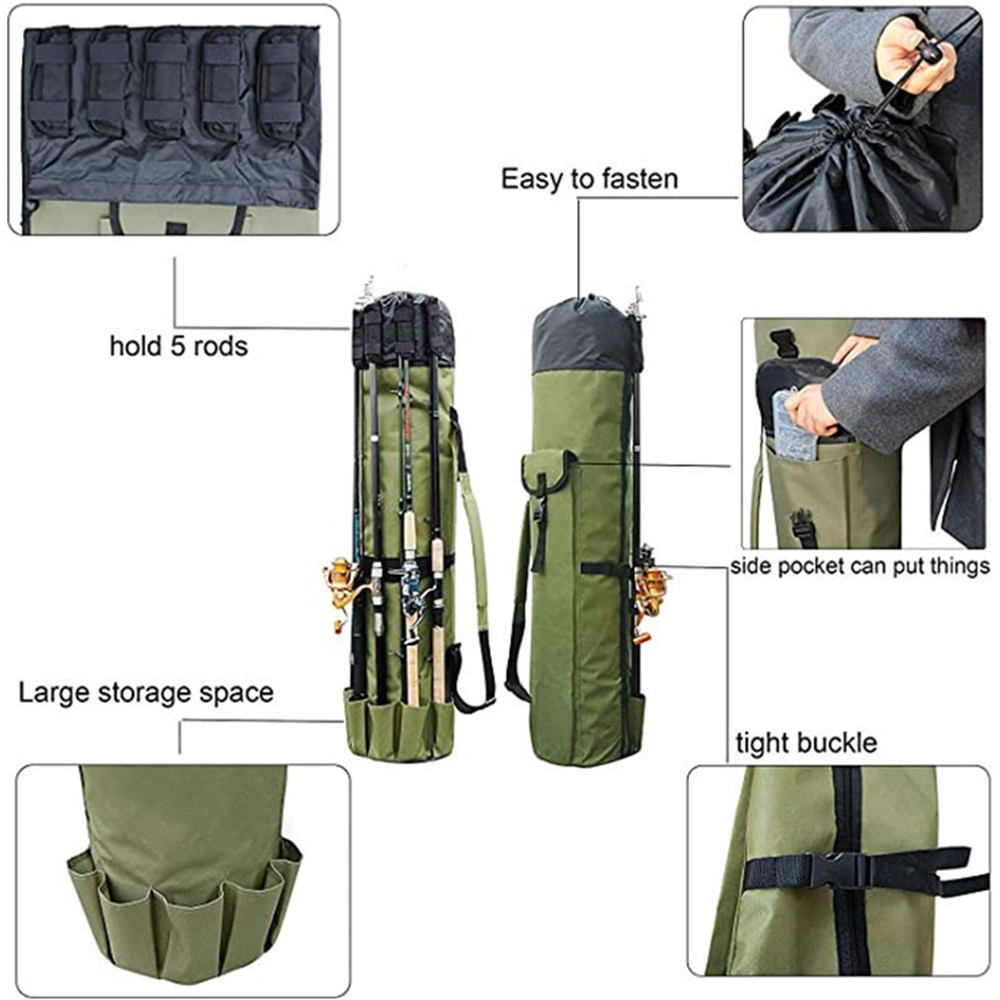 600D Oxford Fabric Fishing Rod Carrier - Pole Bag Reel Organizer Case Storage for Gear, Travel - Gifts for Men, Family（olive drab）Excluding fishing rod - Image 4