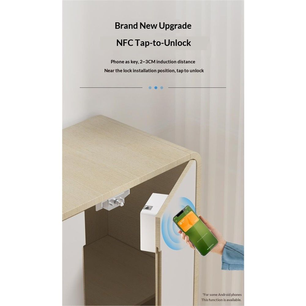 Drawer Lock  Works , Smart Cabinet Locks  Hidden Magnetic Lock Locker, for Secret Storage Compartment Furniture,NFC Wooden Cupboard Wardrobe - Image 3